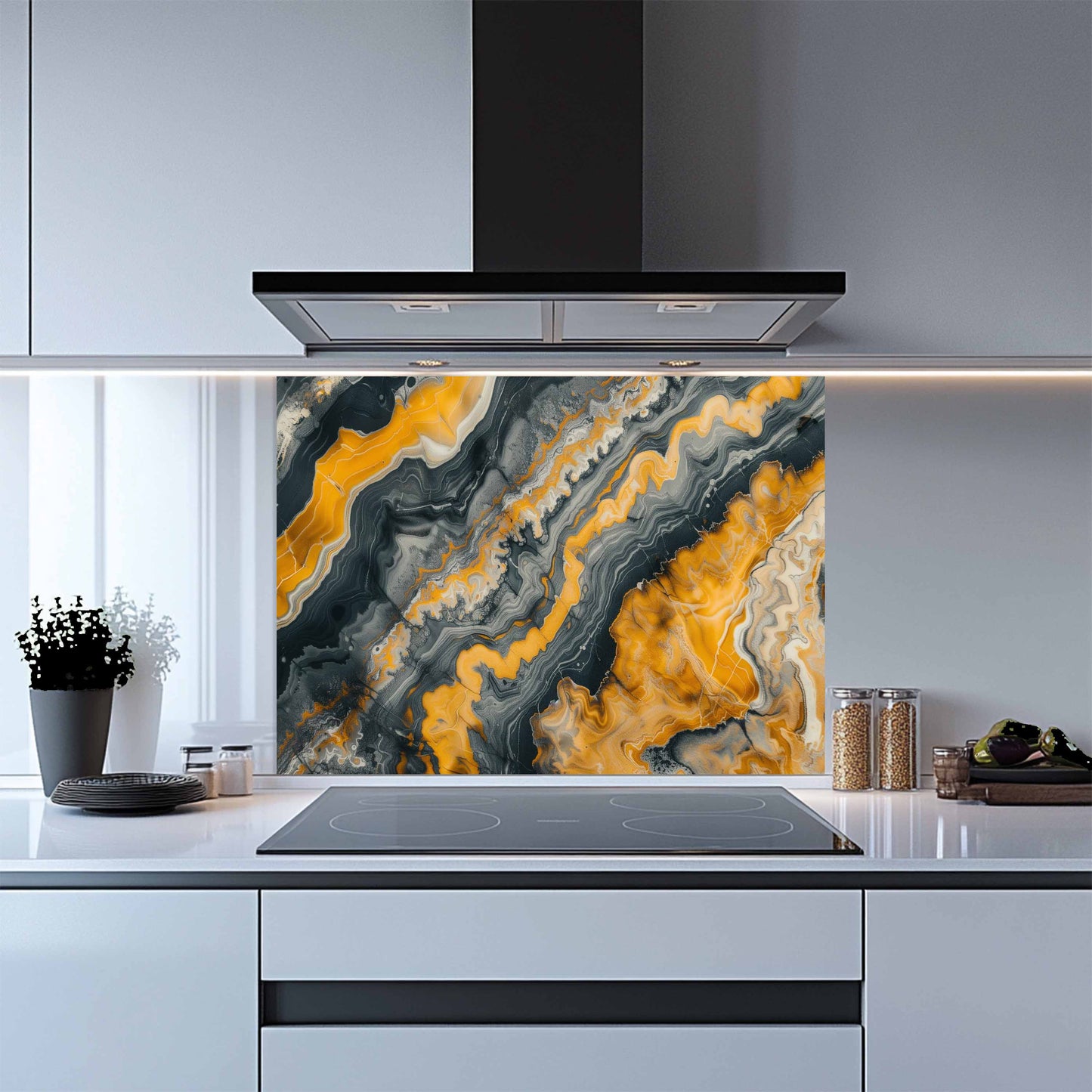 Kitchen Glass Backsplash – Lava Ash