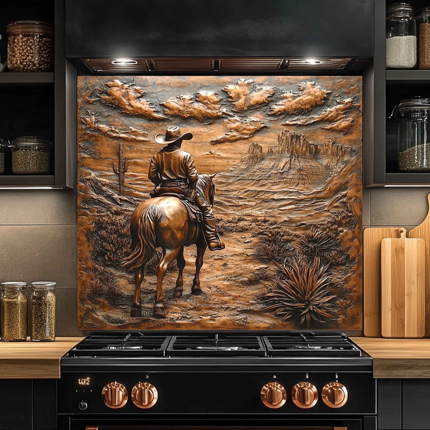 Desert Rider – Tempered Glass Backsplash for Kitchen Stove