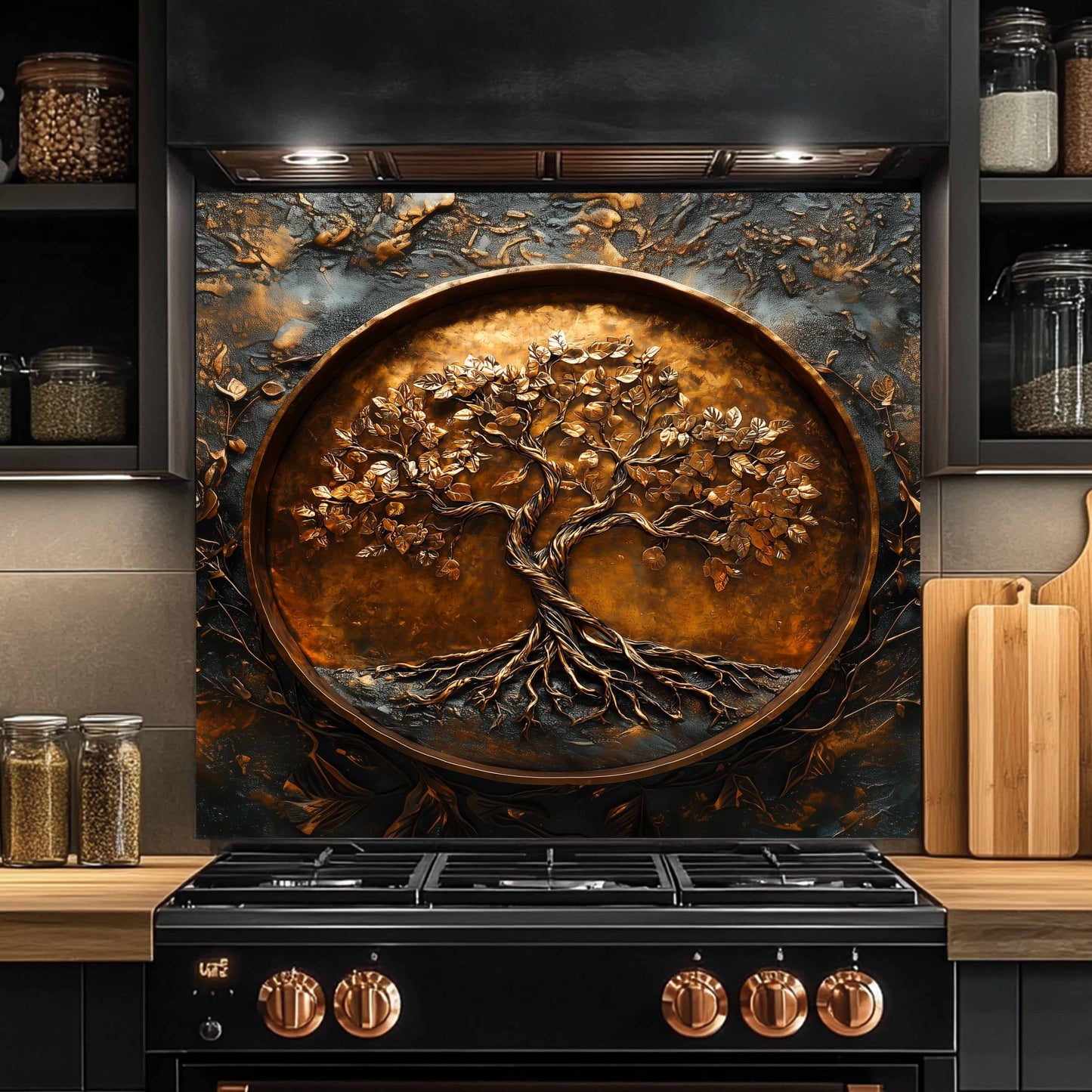 Copper Look Tree of Life Glass Backsplash – Kitchen Backsplash