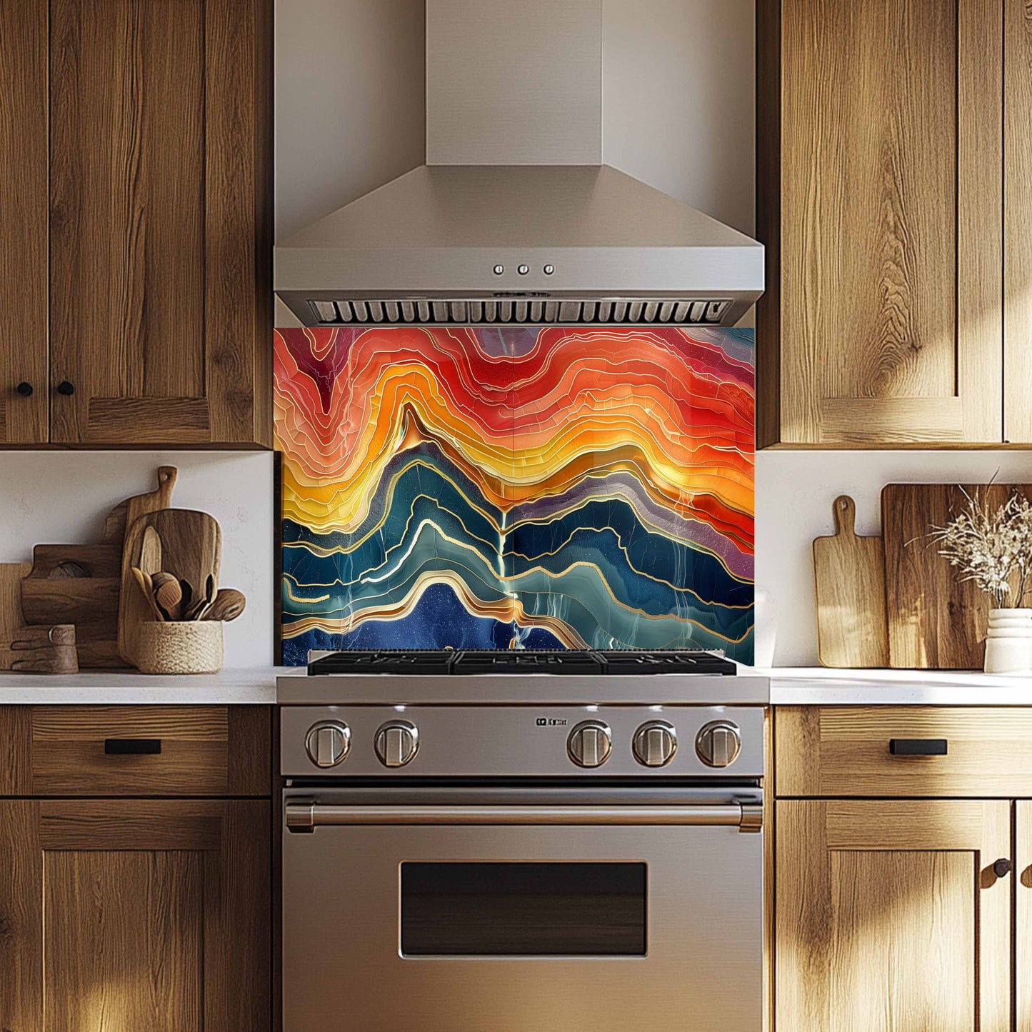 Tempered Glass Backsplash for Kitchen – Lava Horizon
