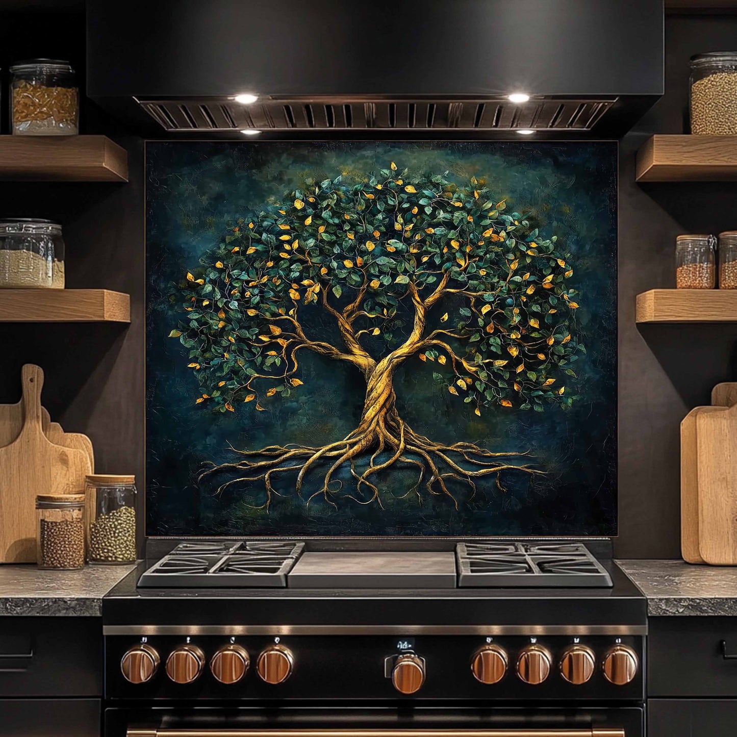 Emerald Tree Tempered Glass Backsplash – Kitchen Backsplash for Stove