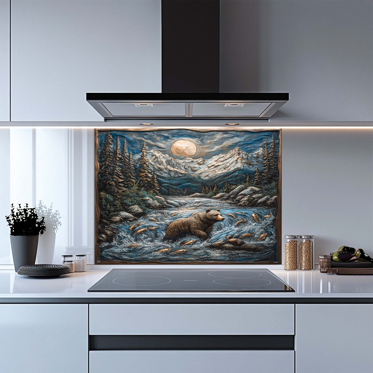 Bear Tempered Glass Backsplash – Kitchen Backsplash Behind Stove