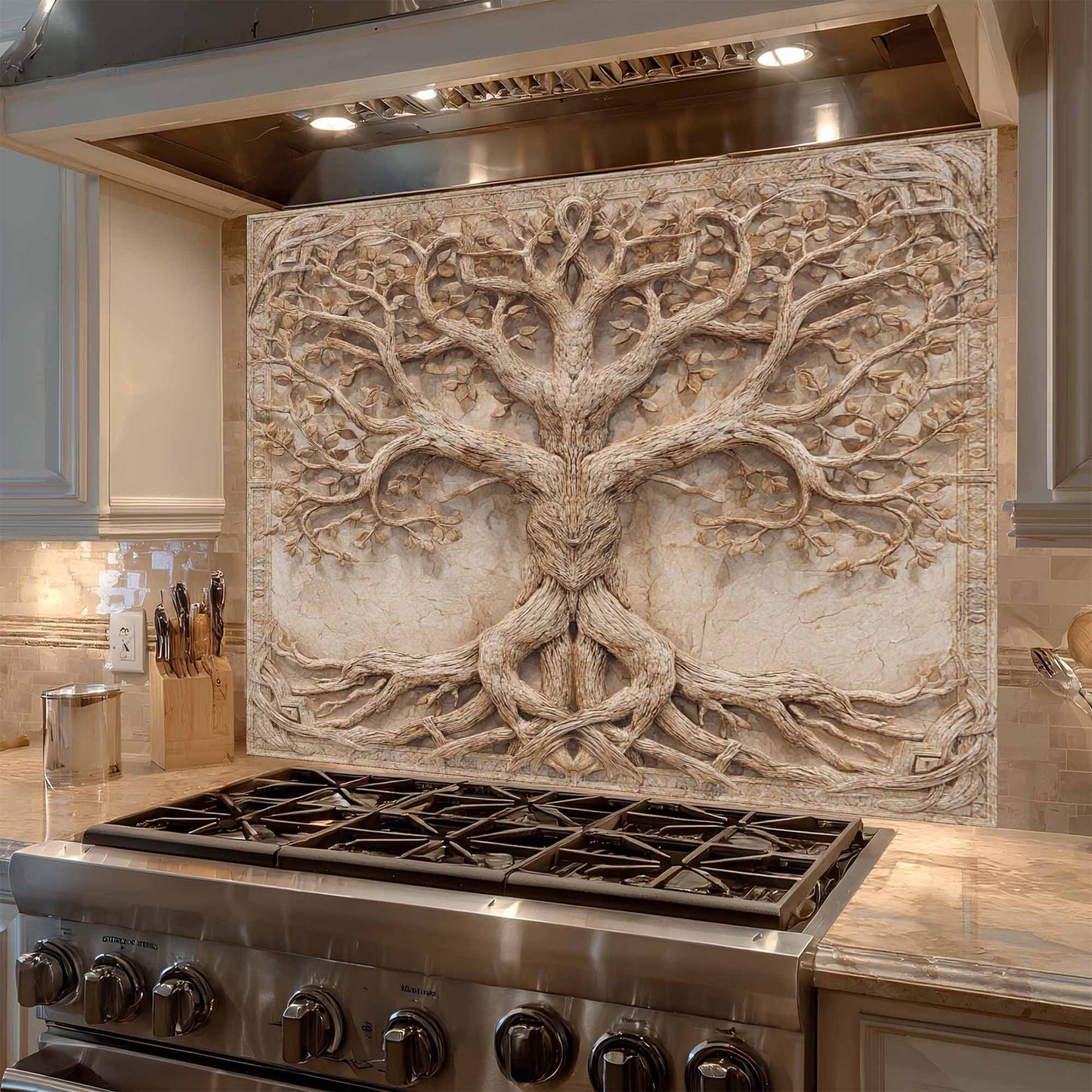 Sacred Unity Tempered Glass Backsplash – Behind Stove Backsplash