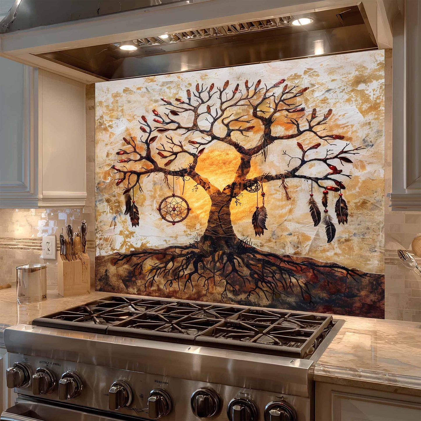 Soulcatcher Tempered Glass Backsplash – Tree of Life Kitchen Backsplash
