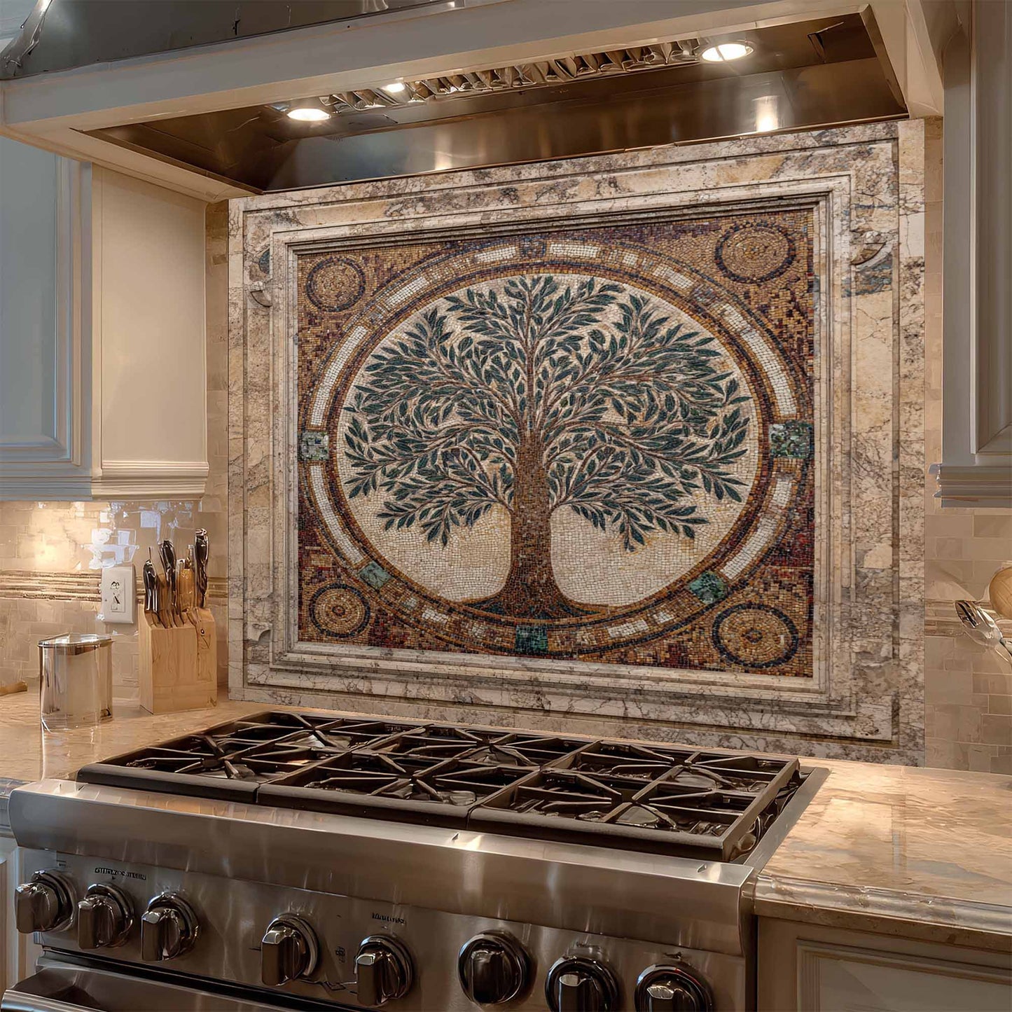 Sacred Mosaic Tempered Glass Backsplash – Tree of Life Kitchen Backsplash