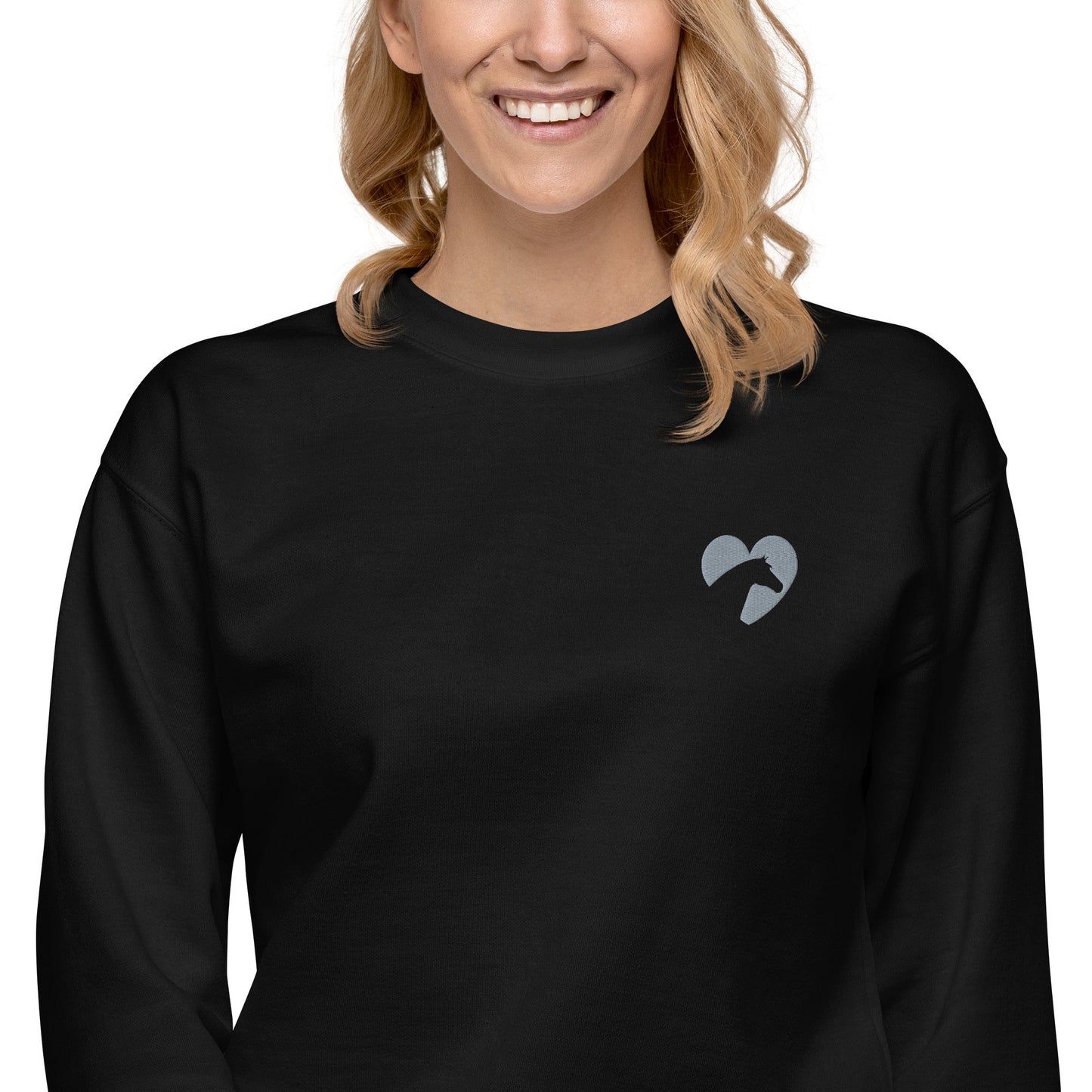 Unisex Premium Embroidered Sweatshirt - Heart Horse