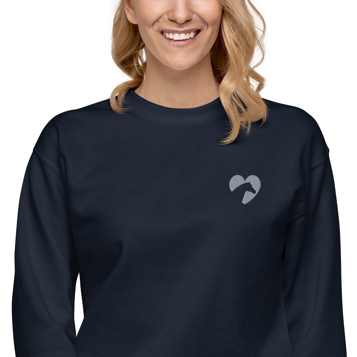 Unisex Premium Embroidered Sweatshirt - Heart Horse