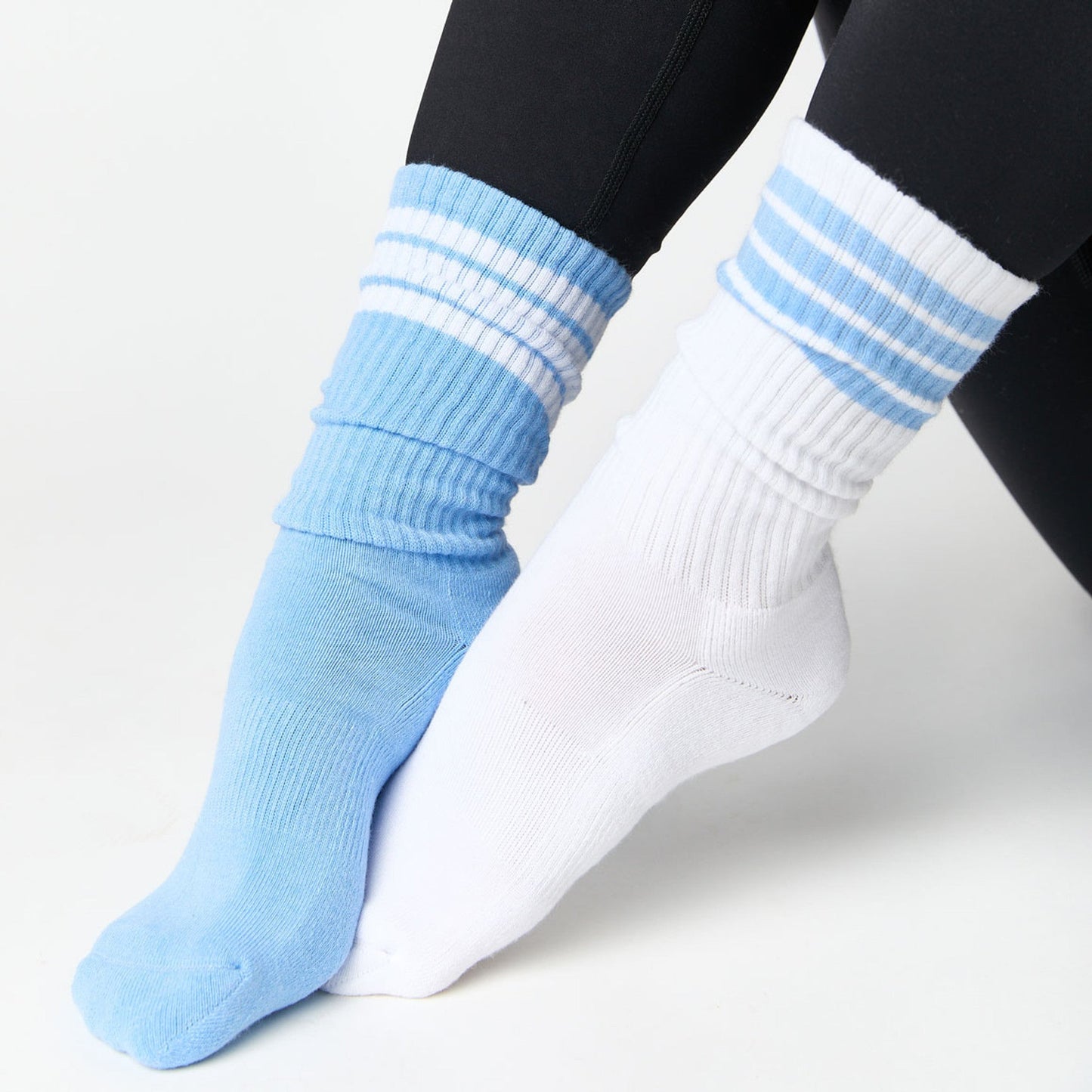 White/Powder 4 Stripe Casual Socks