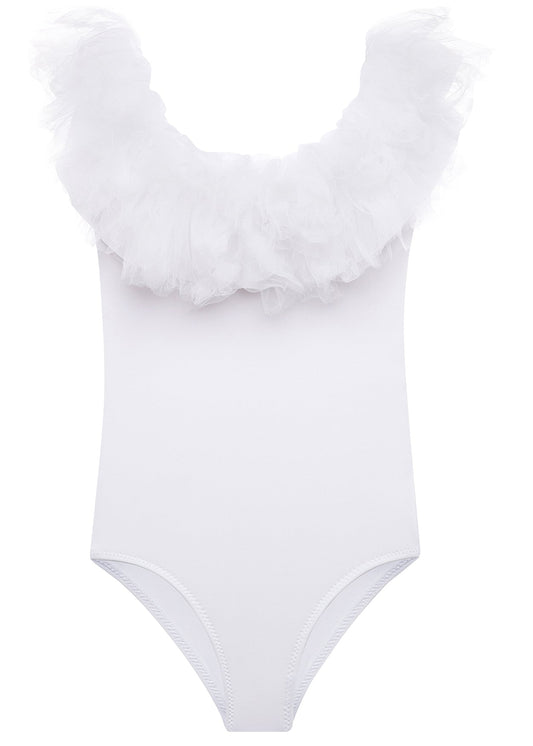 White Swimsuit with Tulle