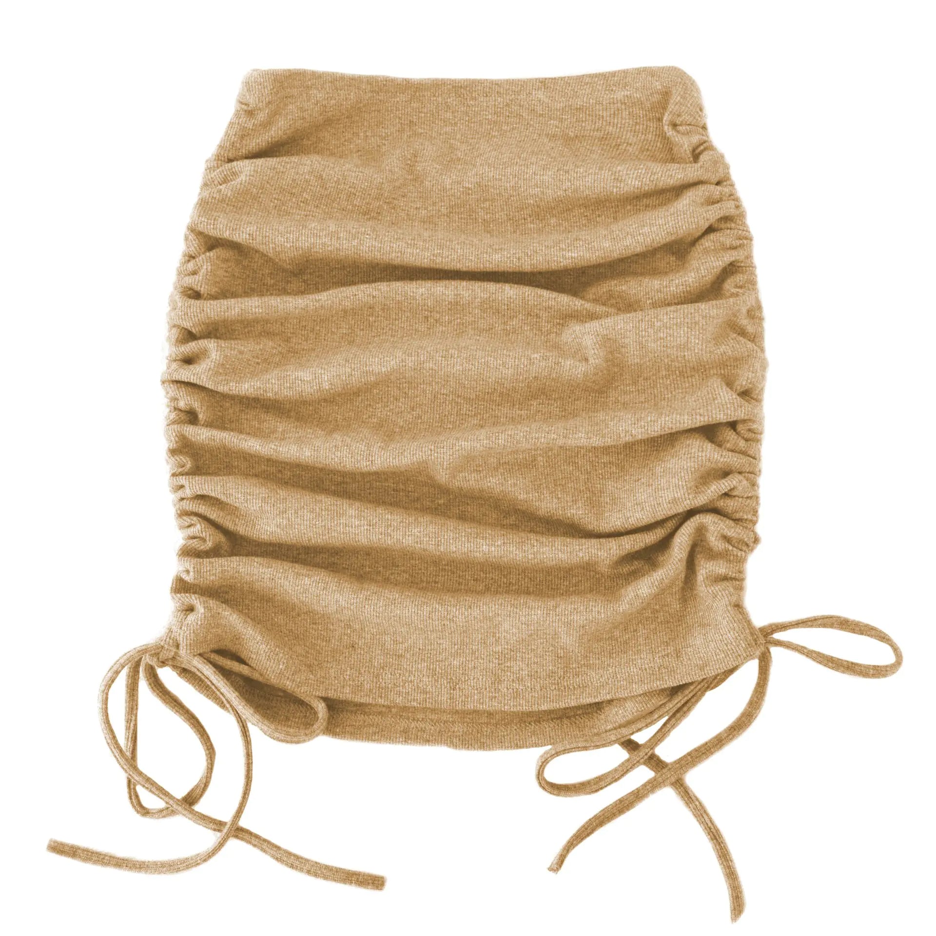 Women's Stretch Pleated Skirt with Drawstring Design